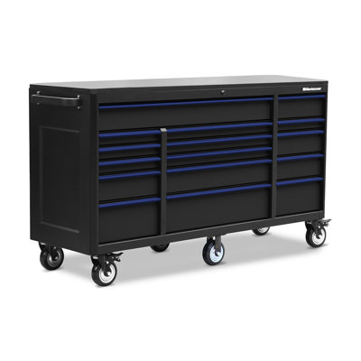 72.68'' W 16 -Drawer Steel Bottom Rollaway Chest with Wheels