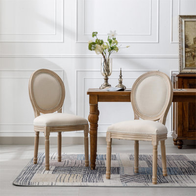 Ensemble de 2 chaises de salle à manger de style français à dossier ovale et chaise d'appoint