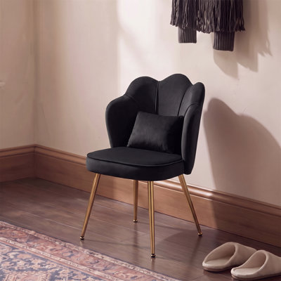 Chaise de coiffeuse en velours avec dossier à coussin fleuri et hauteur réglable antidérapante
