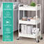 Chariot roulant à 3 niveaux, chariot utilitaire en métal sans vis, chariot de service facile à assembler, chariot de rangement robuste avec poignées, roulettes verrouillables, pour salle de bain, salle de bain, chambre à coucher, vert.-63932258