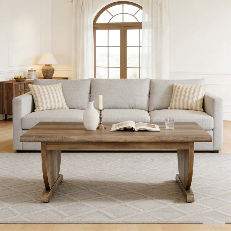 Table basse rectangulaire avec piédestal robuste