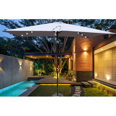 120 " W Rectangular Lighted Market Umbrella with Crank Lift