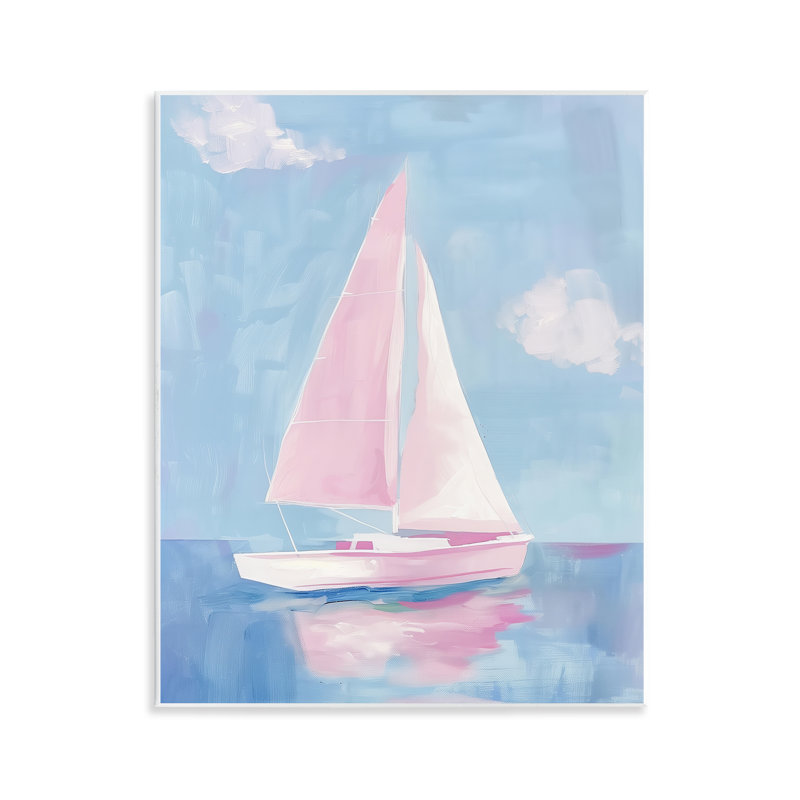 Plaque murale voilier rose en sourdine, design par Arlington Prints