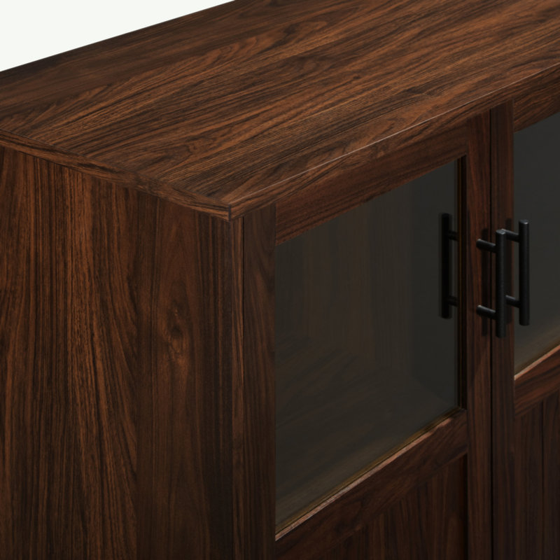 Armoire d'appoint moderne à rainures -, Marron foncé
