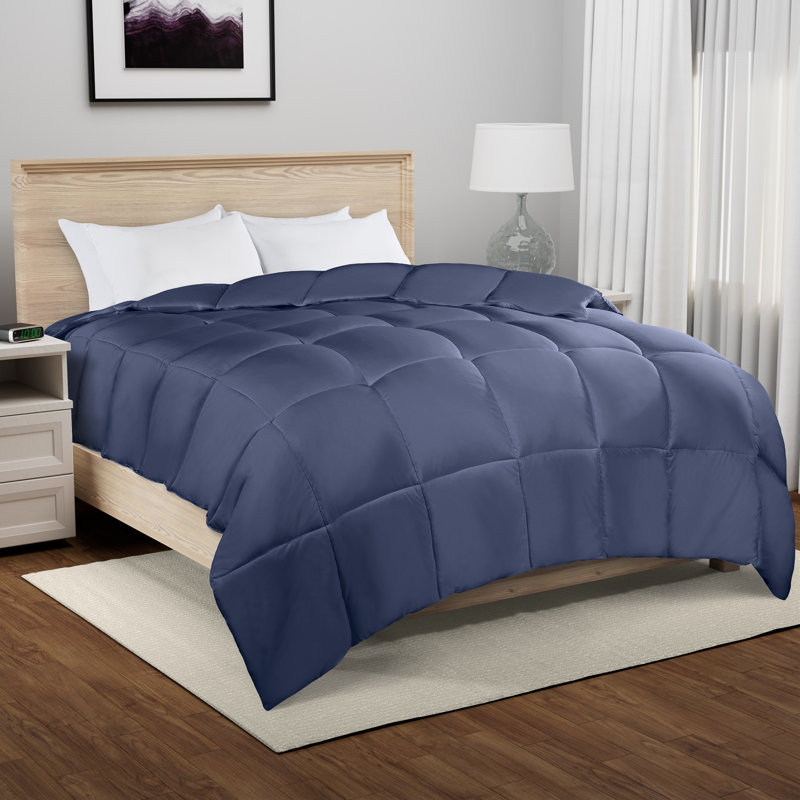 Édredon toutes saisons en mélange de duvet et de plumes, Lit simple, Bleu