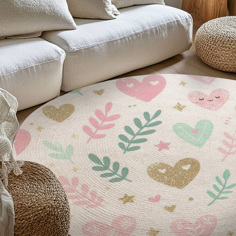 Tapis tressé Adorable Love, Rond 5 pi