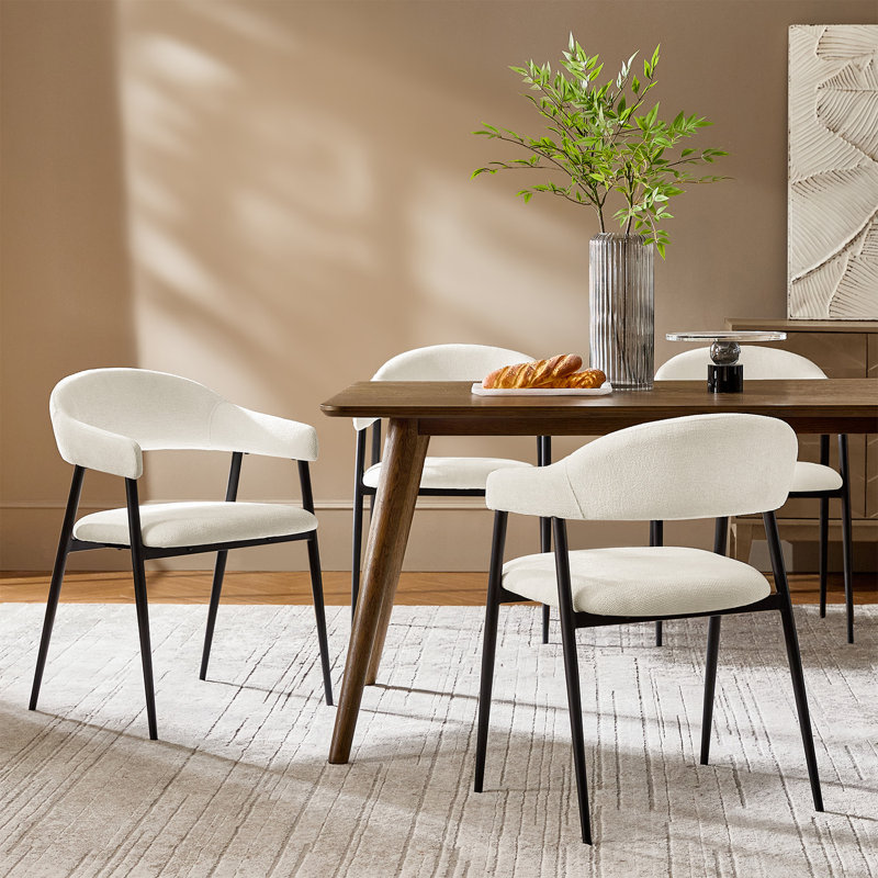 Remedios Modern Dinning Chair With Metal Legs, 4, Beige