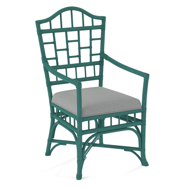 Chippendale Upholstered Arm Chair, Sea Glass, Light Blue Performance Fabric; 0851-55