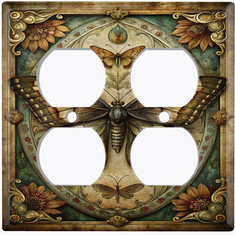 Couvercle de plaque d'interrupteur en métal; Bascule à 4 bandes US standard - portrait de papillon, # 4 Quad bascule