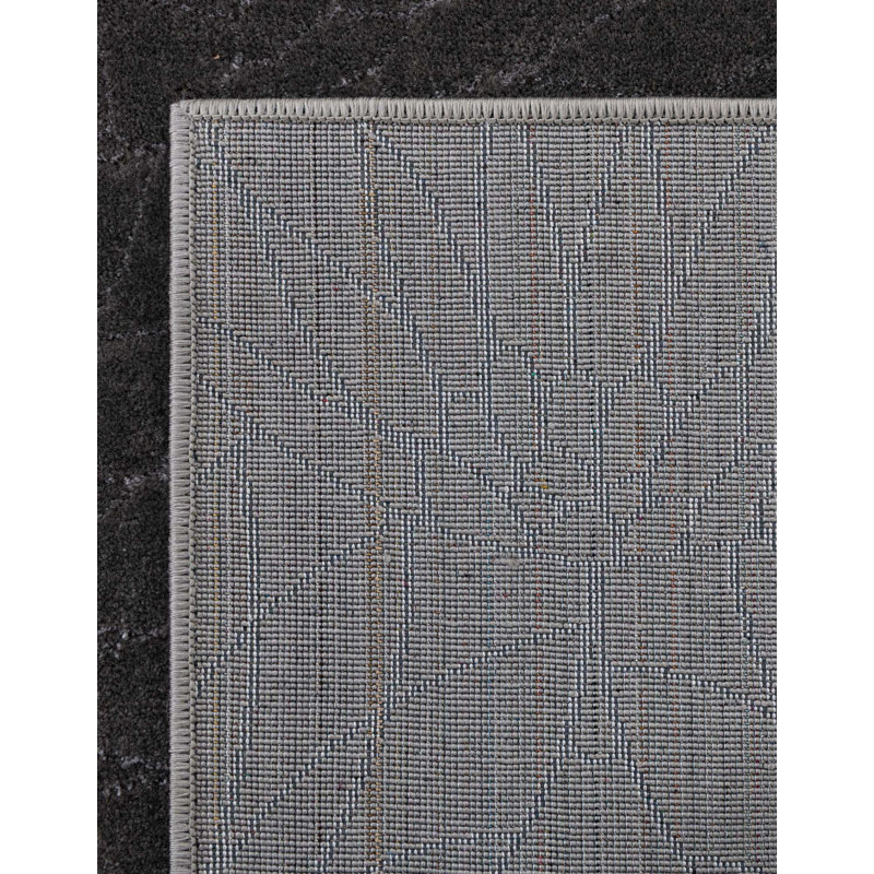 Tapis à motif géométrique gris / ivoire Glitzy, Rectangle 7 pi 10 po x 10 pi