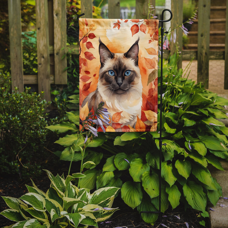Chat en feuilles d'automne drapeau de jardin, Birman