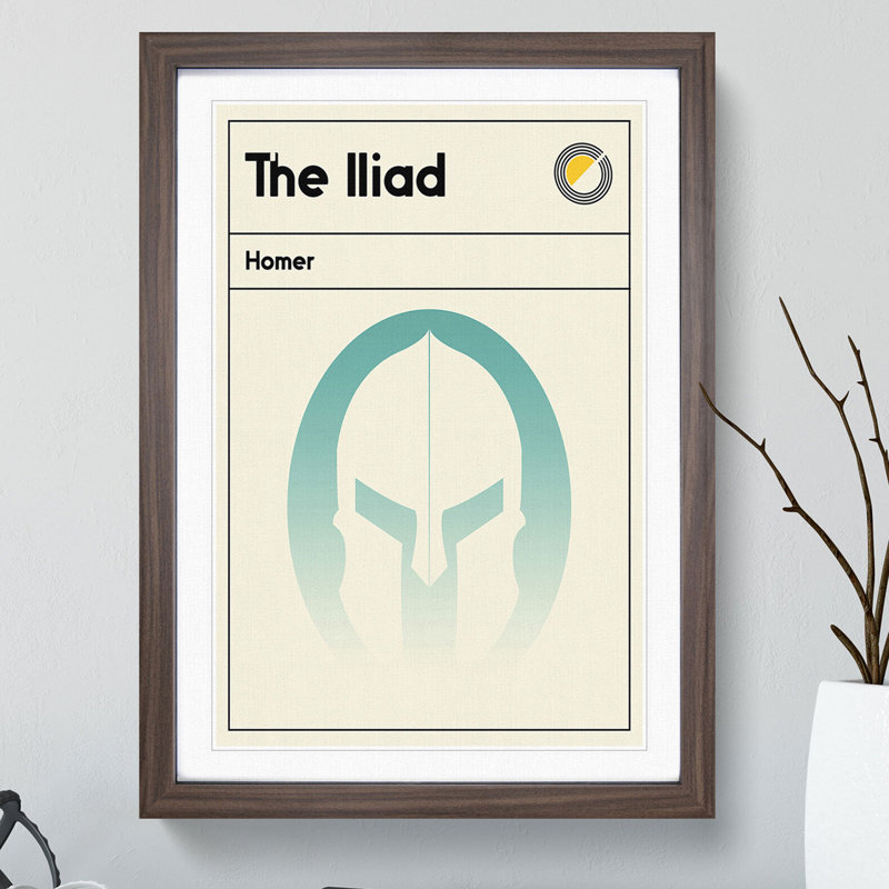 Book Cover the Iliad Homer - Picture Frame Graphic Art, 36cm H x 27cm W x 2cm D, Walnut