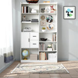 Bookcases And Shelves With Hanging Panels And Drawers, 9-Pocket Display Bookcase, Modern Wide Wooden Bookcase Unit