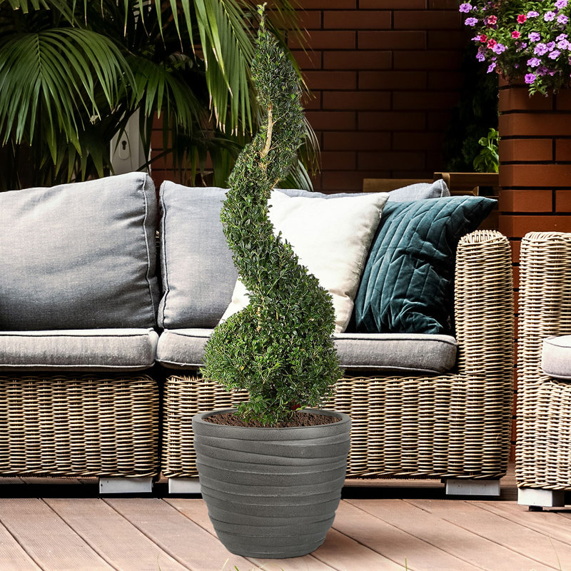 Fibreglass Plant Pot, 37cm H x 44cm W x 44cm D, Black