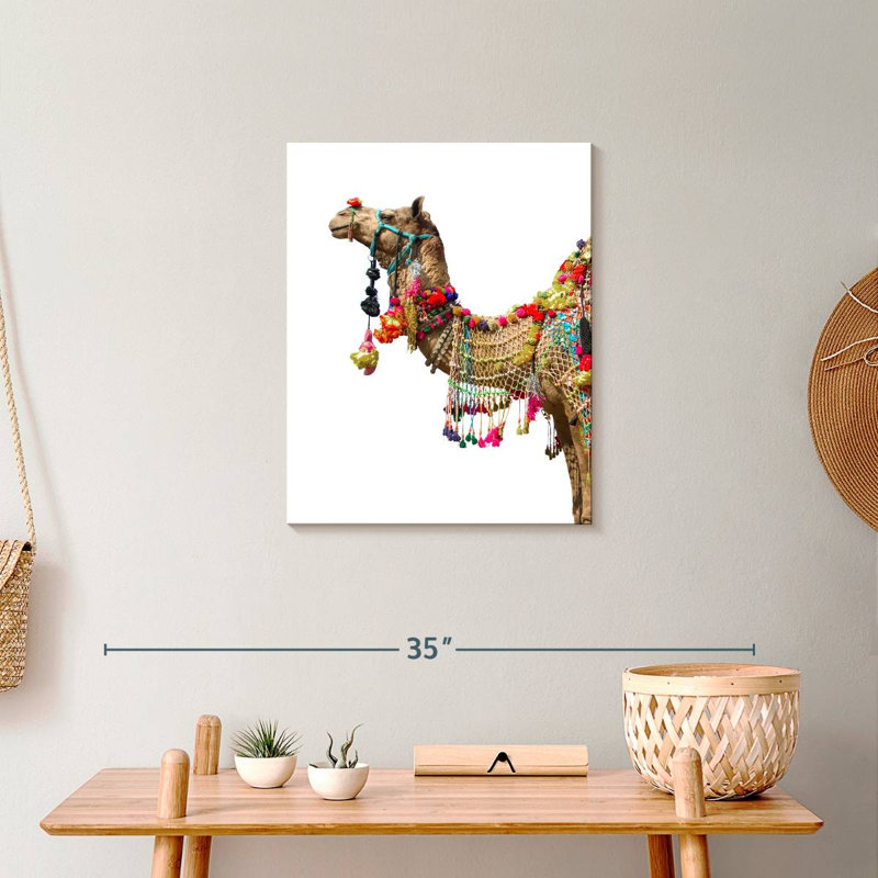 Chameau traditionnel sur toile, H 20 po x l 16 po