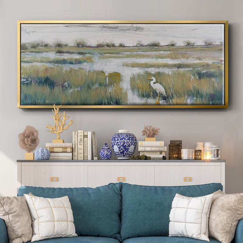 Marshland View VI - Framed Canvas, 20" H x 50" W