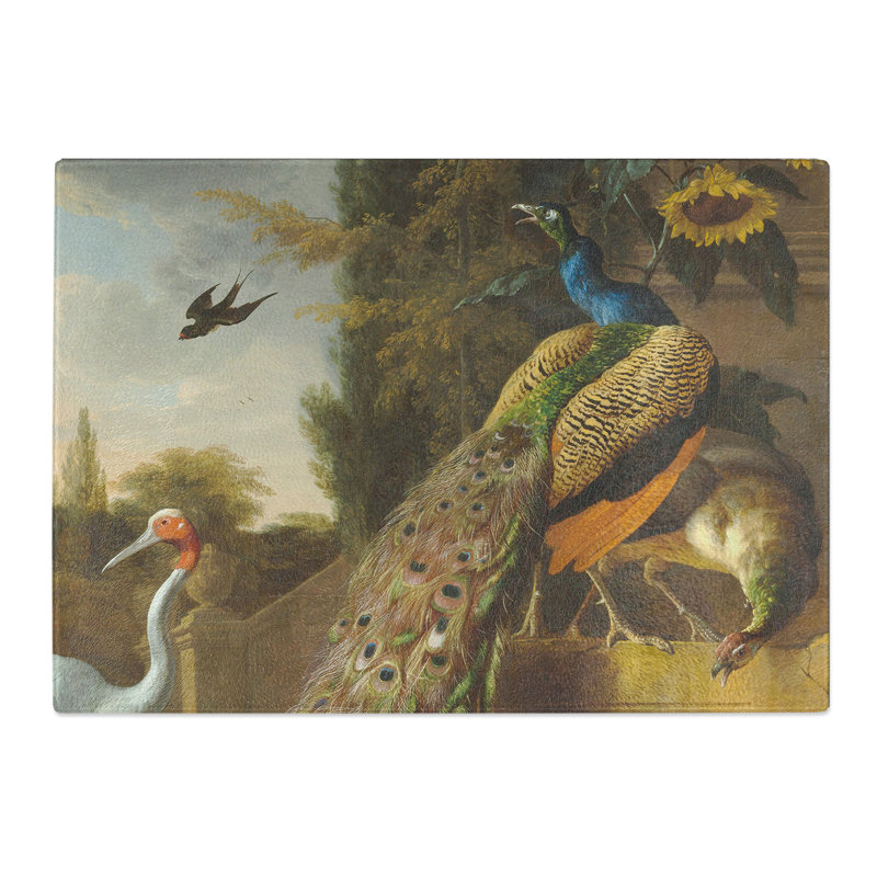 Peacocks by Melchior d'Hondecoeter Chopping Board, 0.4cm H x 20cm W x 28.5cm L