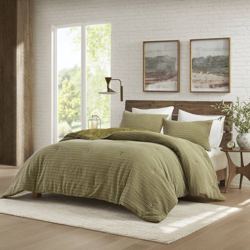 Ensemble d'édredon 3 pièces, Édredon double / grand + 2 taies décoratives sta, Vert