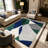 Blue Green Swirl carpet-easy to clean, machine-washable, soft and comfortable; suitable for door mats, kitchens, living rooms, bedrooms, corridors, and laundry areas. Easy to clean, durable carpet for home decoration.-2082616085