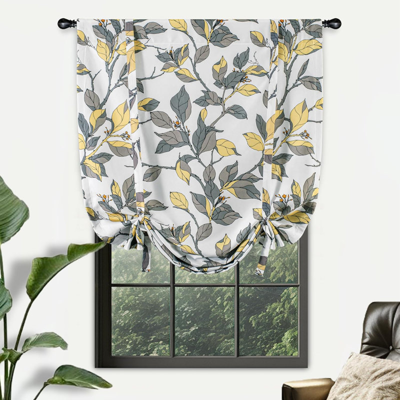 Abdouallah Blackout Curtain Single Panel, Yellow/Gray, 31" W x 47" L