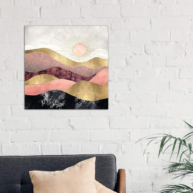 « rosé sun » par spacefrog designs-print, H 26 po x l 26 po x P 1,5 po, Toile avec cadre noir