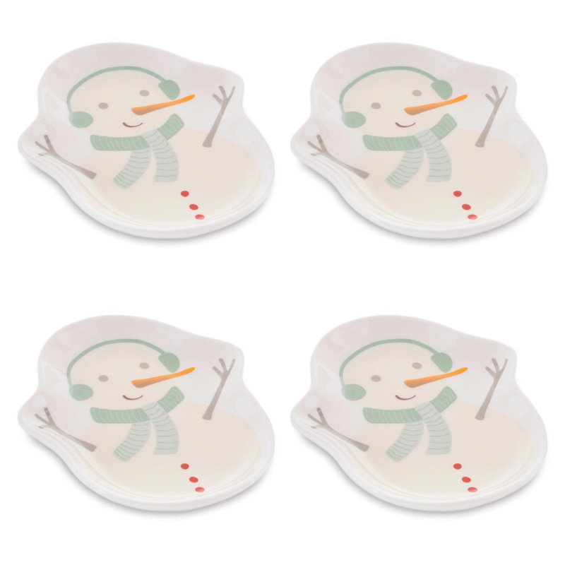 Ensemble de 4 bols en céramique bonhomme de neige des Fêtes