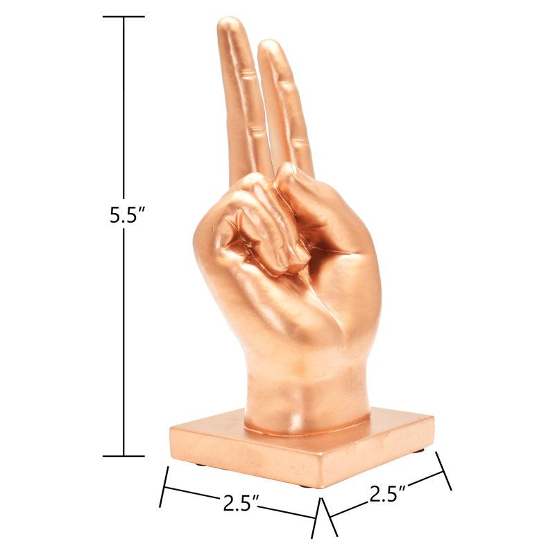 Adam & Friends Home Decor Peace Sign Sculpture | 1-Piece, Bronze