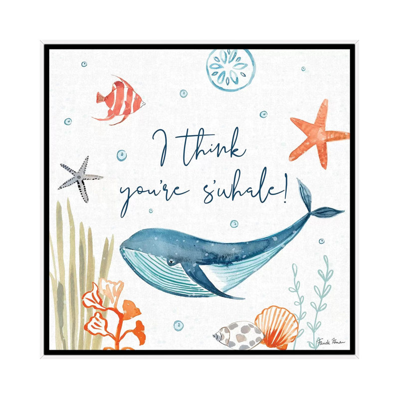 «Whale Tale V» par Farida Zaman - reproduction d'art, H 26 po x l 26 po x P 1,5 po, Toile blanche encadrée, Aucun mat