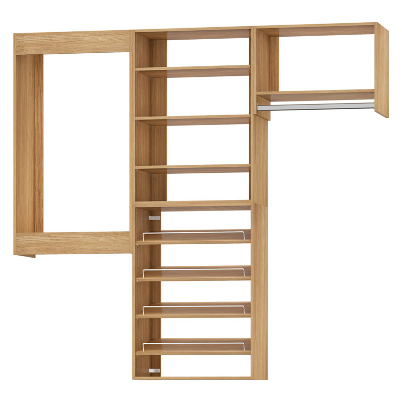 Système de garde-robe modulaire, design polyvalent et personnalisable pour un rangement et une organisation efficaces, en bois