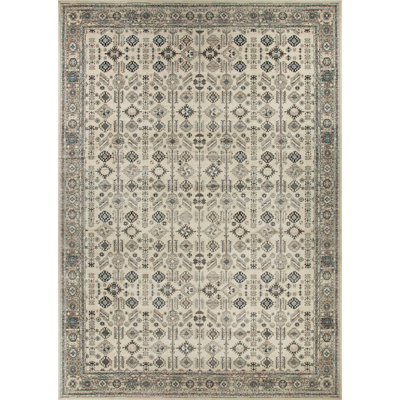 Ostergren Collection Beige/Brown/Blue Transitional Oriental Area Rug, Rectangle 7'10" x 10'