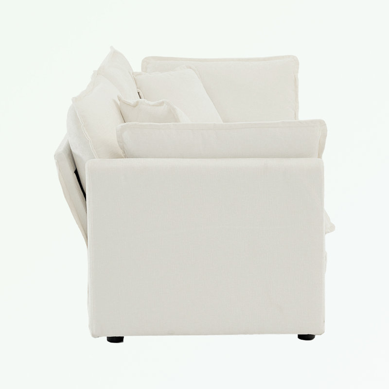 Causeuse en chenille Tayer 76,71 po, Bleu, H 33 po x l 70 po x P 35 po