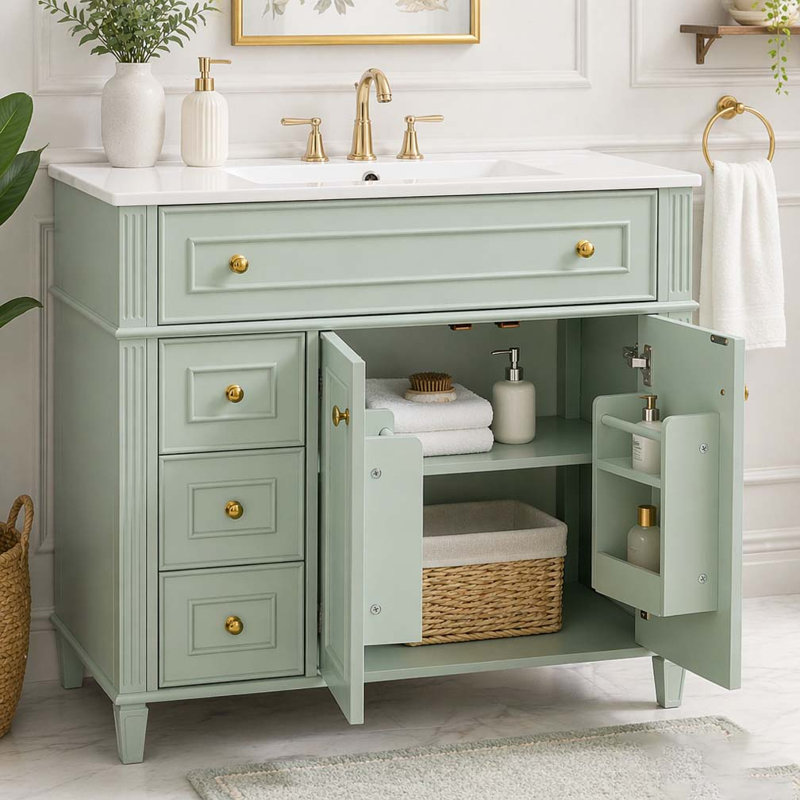 Meuble-lavabo 36 po avec lavabo, Vert