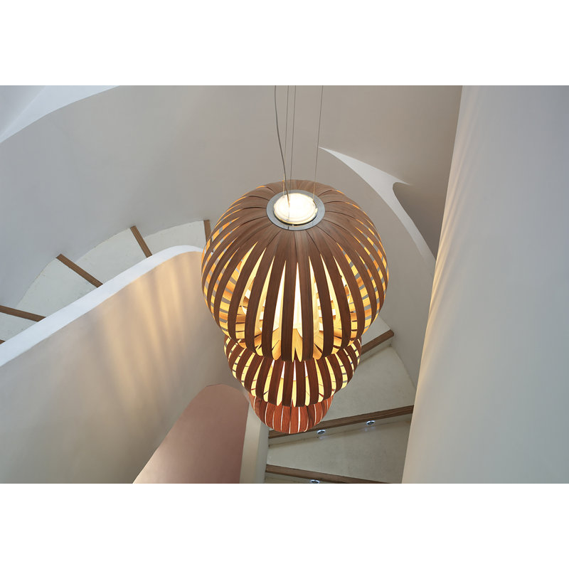 Totem 1 - Light LED Pendant, Natural Cherry, 2700K LED, 61" H x 28.7" W x 28.7" D