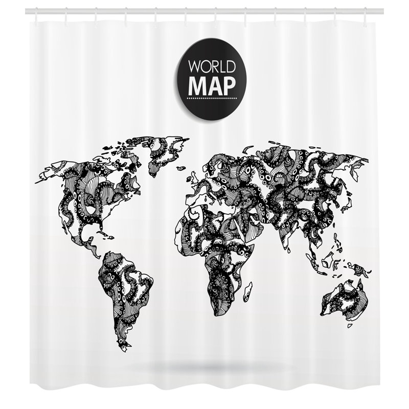 Shower Curtain with Hooks Included, 70" H x 69" W