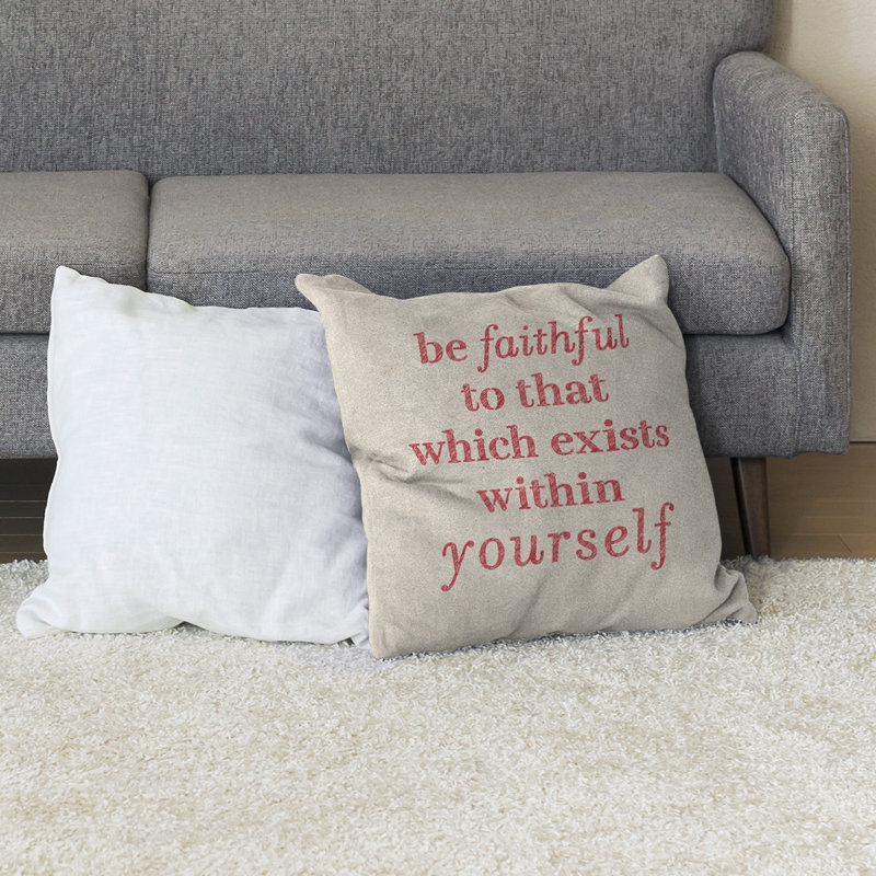 Coussin de sol be loyal to yourself, H 28 po x l 28 po, Blanc/rouge