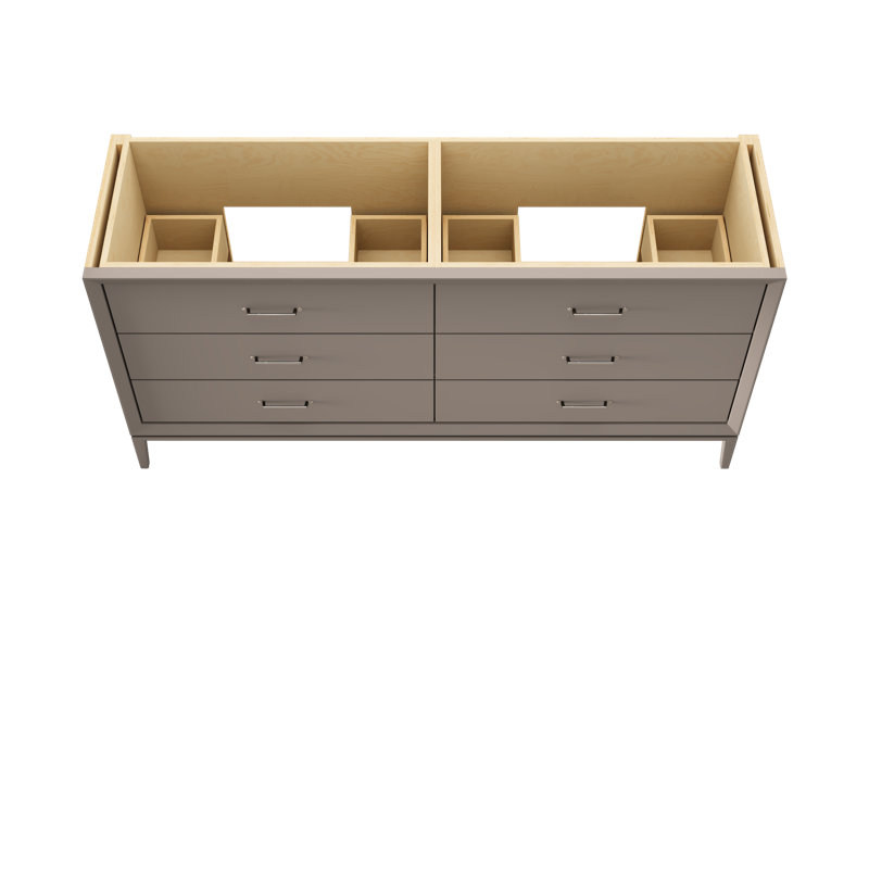 Alexandra Double Drawer Bath Vanity, Taos Taupe, Satin Nickel, 72"