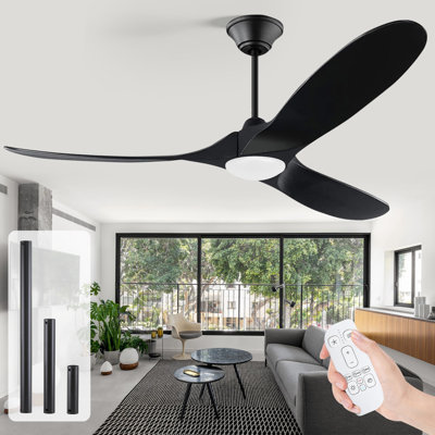 3 - Blade Modern Solid Wood Ceiling Fan With Light And Remote Control