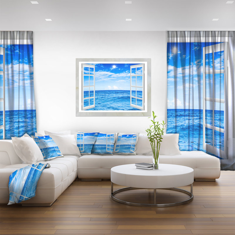 « window open to blue ondulé ocean », impression sur toile tendue, H 28 x l 60 po x P 1 po, Toile tendue