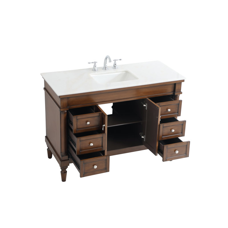 Ensemble de meuble-lavabo simple 48 po Lexington, Noyer, Blanc ivoire