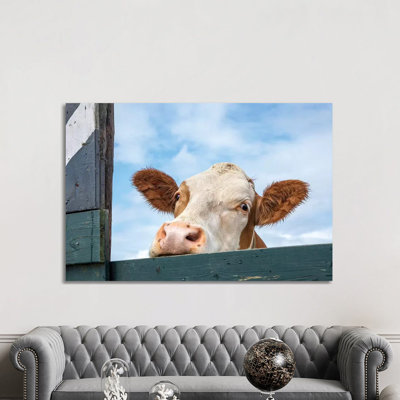 «Peeking Cow» par Clara Bastian - reproduction de photo sur toile tendue