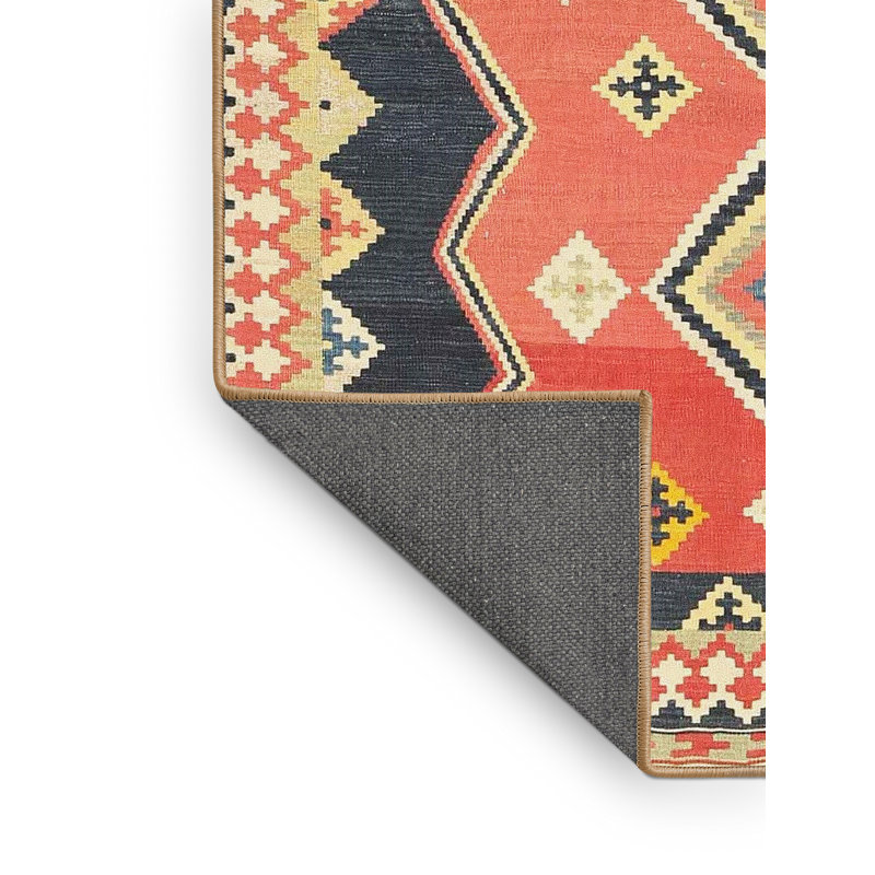 Tapis contemporain orange / beige, Rectangle 5 pi x 8 pi