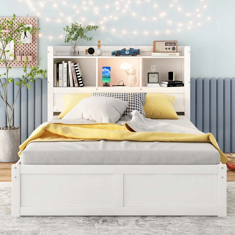 Lit de rangement en bois à 2 tiroirs avec lit gigogne, Blanc