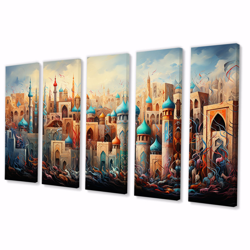 5 pièces d'art mural, H 32 po x l 80 po