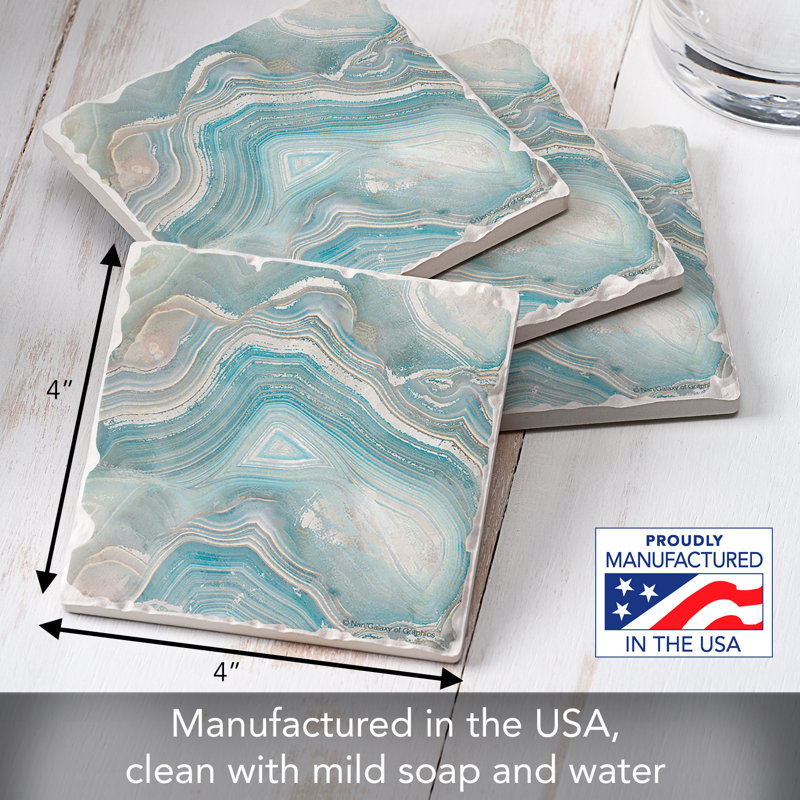 Stoneware Square 4 Piece Coaster Set