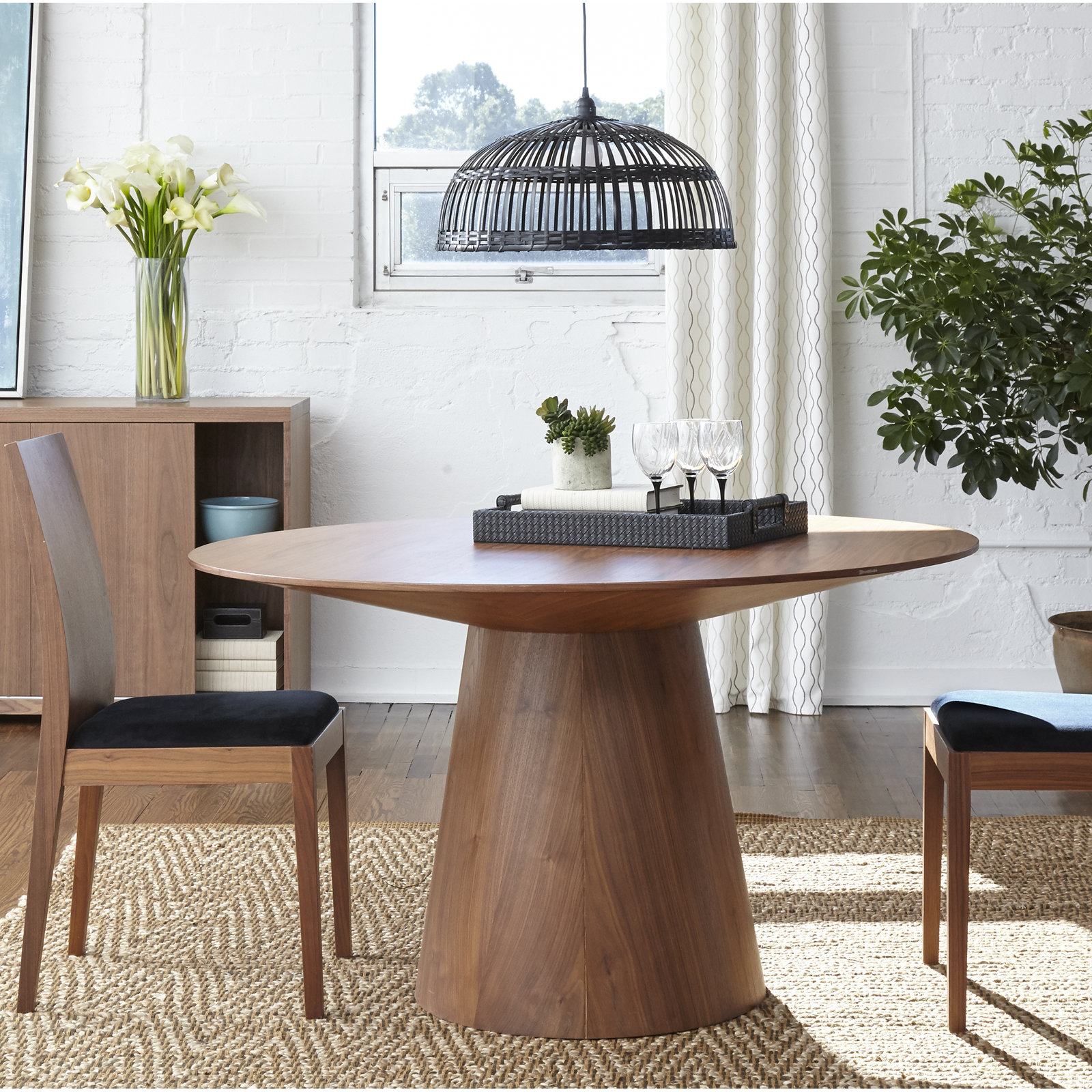 Adara Pedestal Dining Table, American Walnut, 53.2" W x 53.2" L