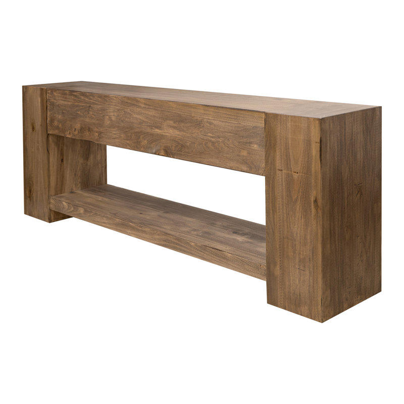 Fra Console Sofa Table With Shelf, 95 Inch Top In Brown Solid Wood