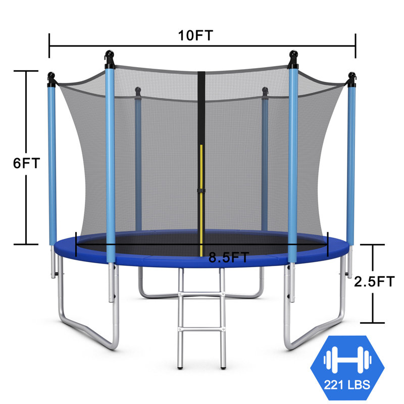 Gymax Round Backyard Trampoline with Safety Enclosure