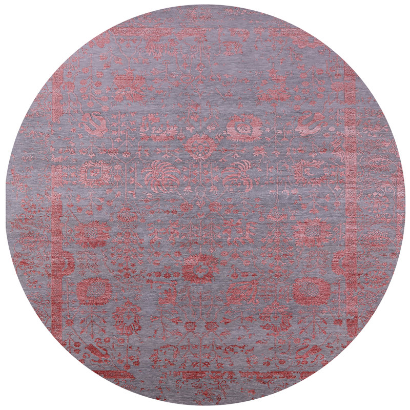 Tapis oriental rouge / gris Hockaday, Rond 8 pi