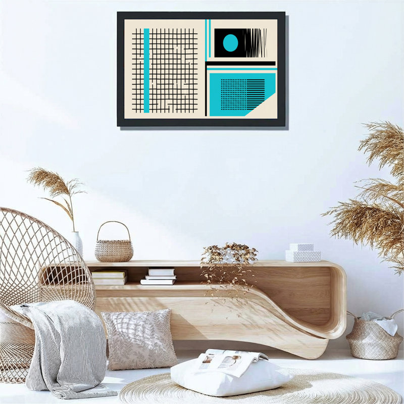 Ensemble de 1 tableau sur toile à motif géométrique abstrait, H 20 po x l 30 po