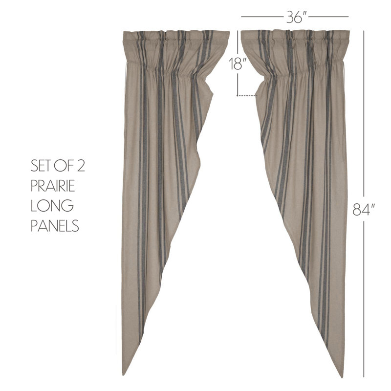 Tana Cotton Blend Room Darkening Curtain Panel Pair, 36" W x 84" L, Charcoal